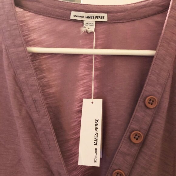 JAMES PERSE HENLEY SLUB JERSEY LONG SLEEVE TOP LAVENDER 0 XS NWT - Picture 6 of 11